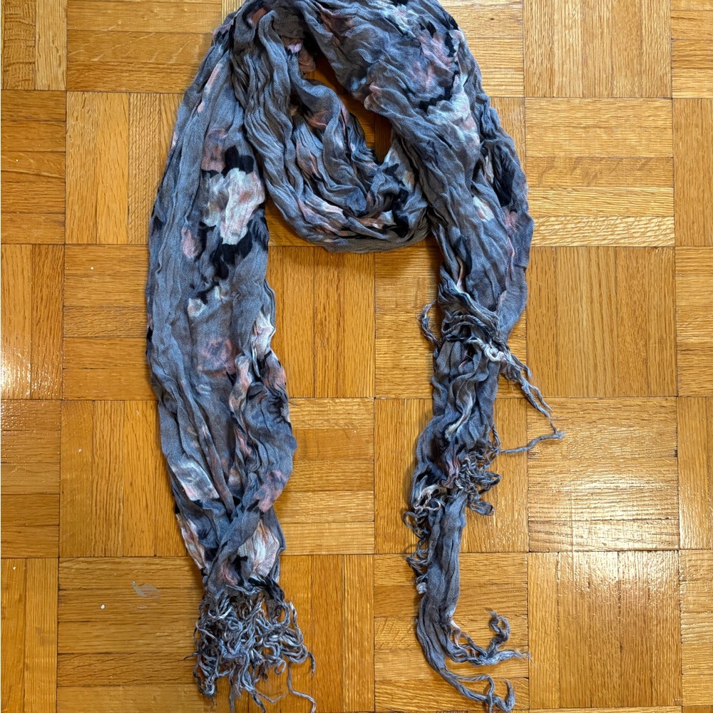 🎁 3for10$ or FREE WITH PURCHASE - Grey scarf with pink flowers